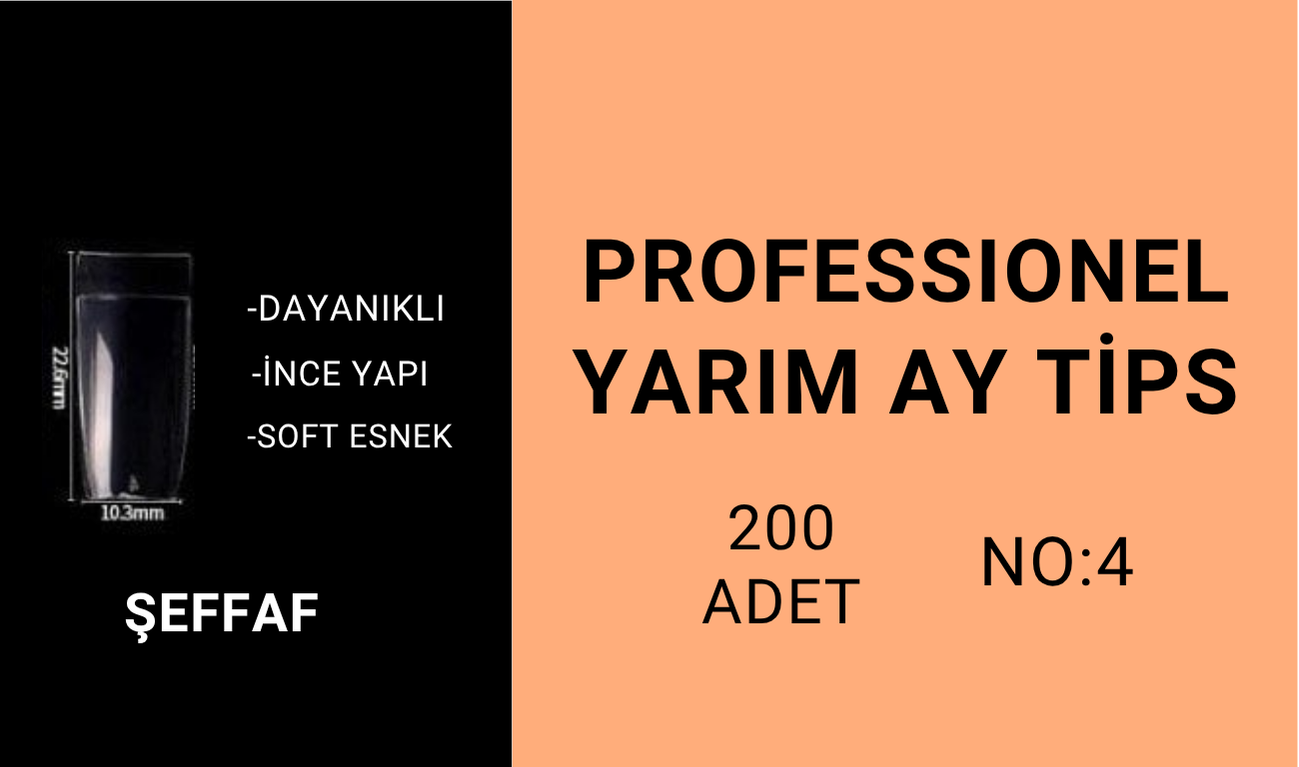 Şeffaf - Yarım Ay Tips - No:4 (200Adet)