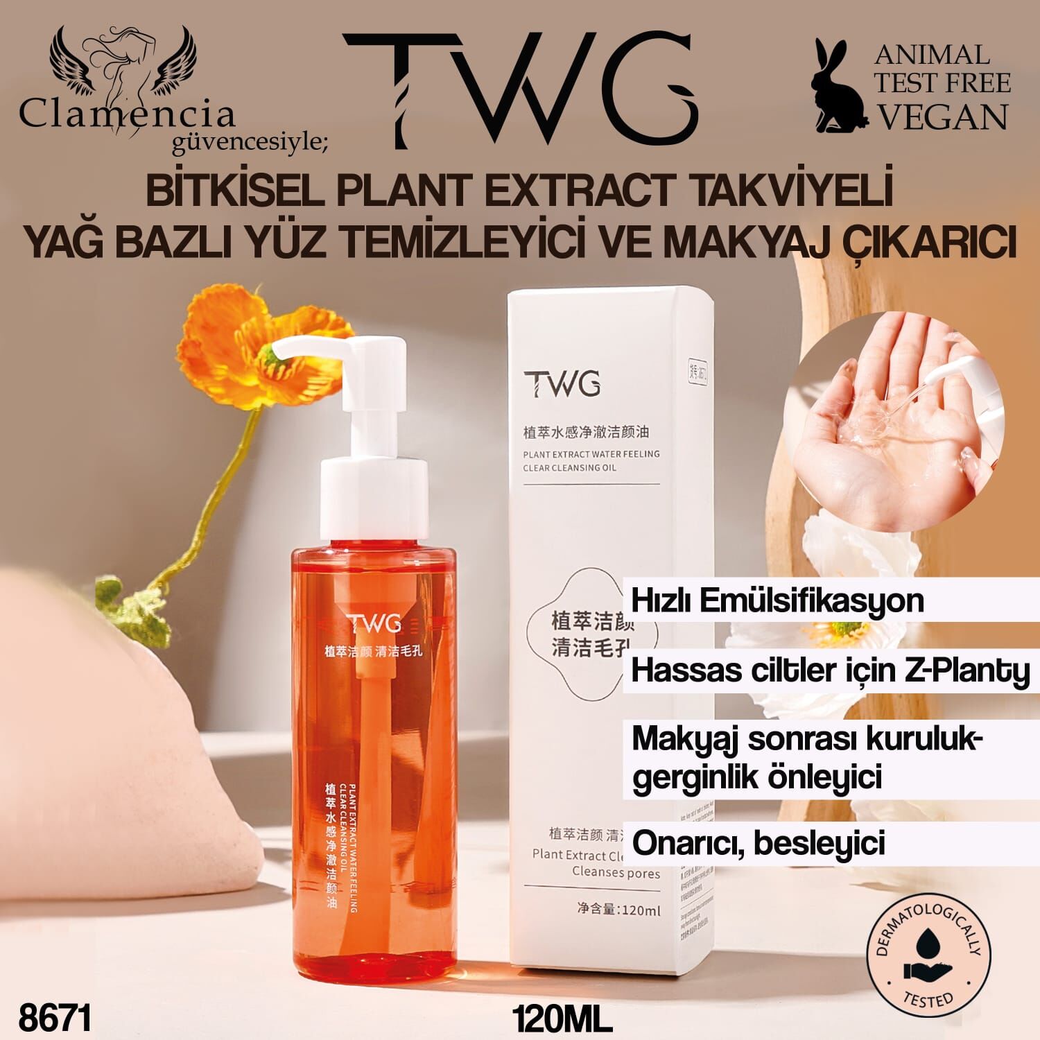 TWG Bitkisel Yağ Bazlı Yüz Temizleyici – 120ml