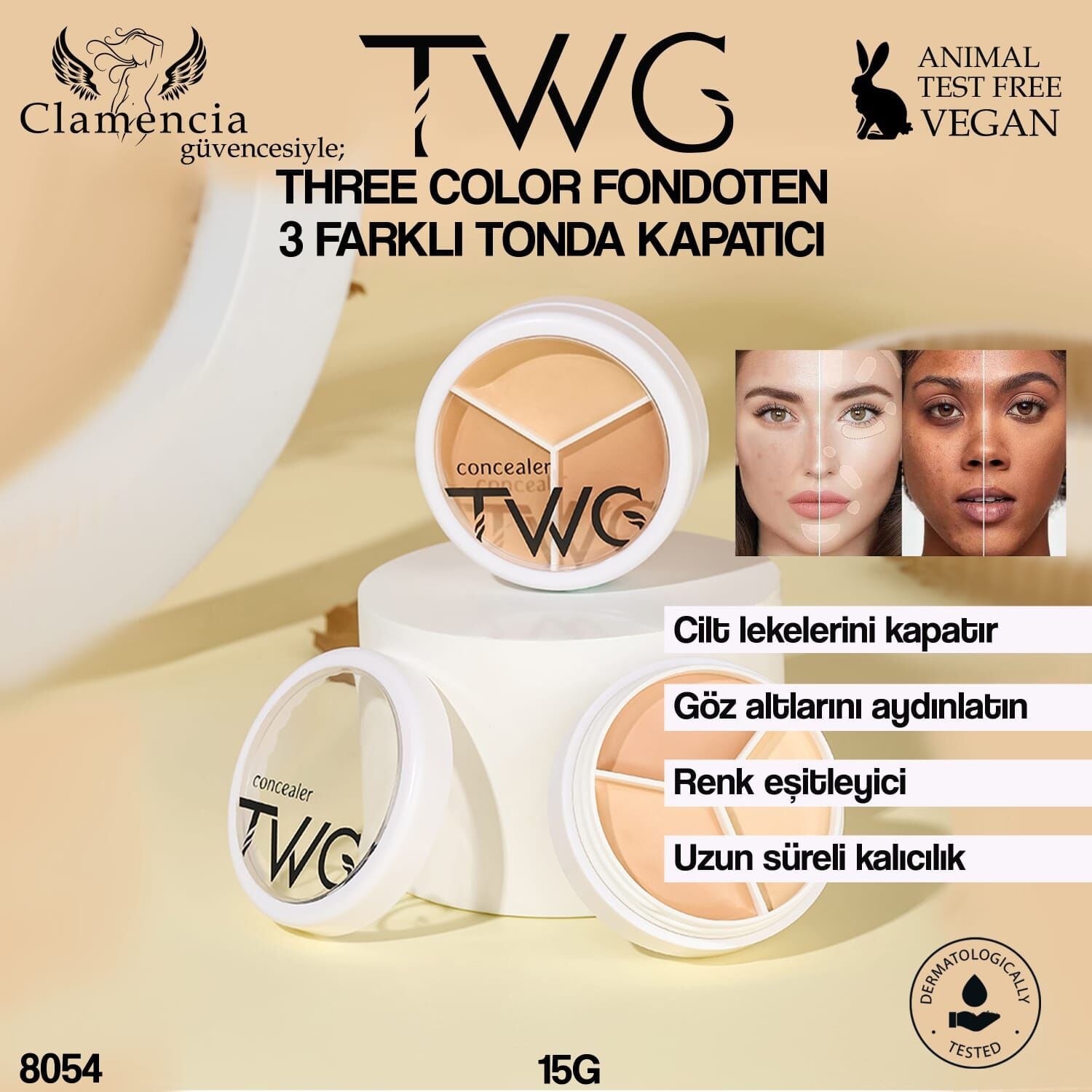 Üç Renkli Kapatıcı Concealer 15g