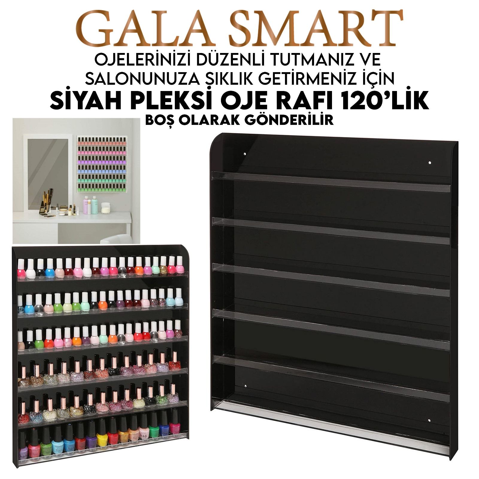 Gala Smart Oje Rafı (Siyah - 120'li)