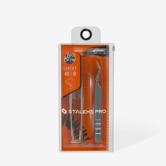 STALEKS EXPERT 45 TYPE 8 Çentikli profesyonel kirpik uzatma cımbızı, mini L