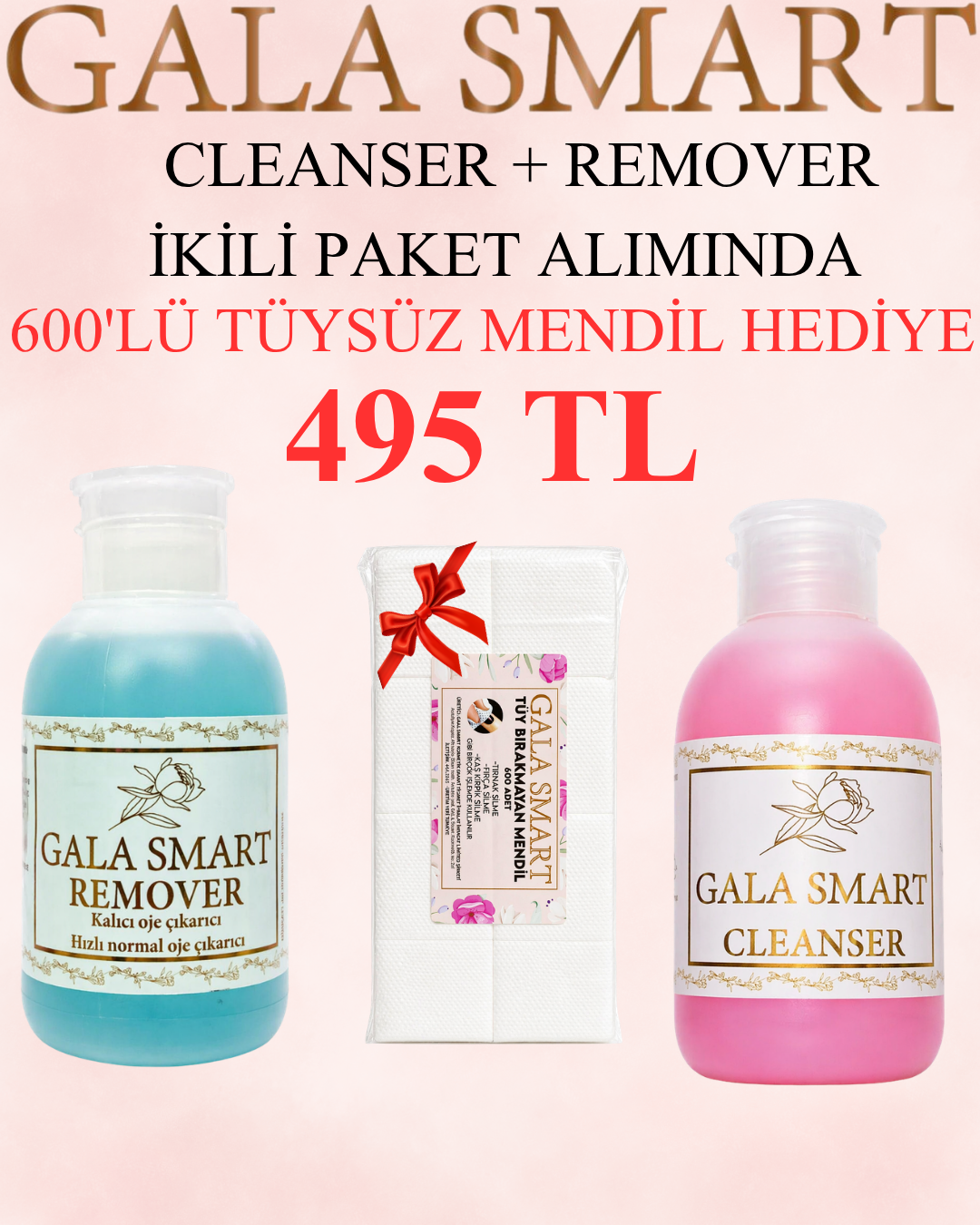 Cleanser + Remover İkili Paket Set - Tüysüz Mendil Hediyeli