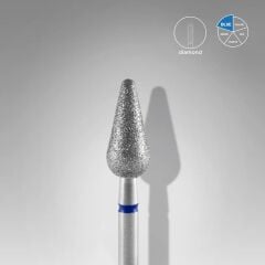 Elmas Yuvarlanmış Armut Freze, Mavi, Çap 5 mm, Çalışma Kısmı 12 mm