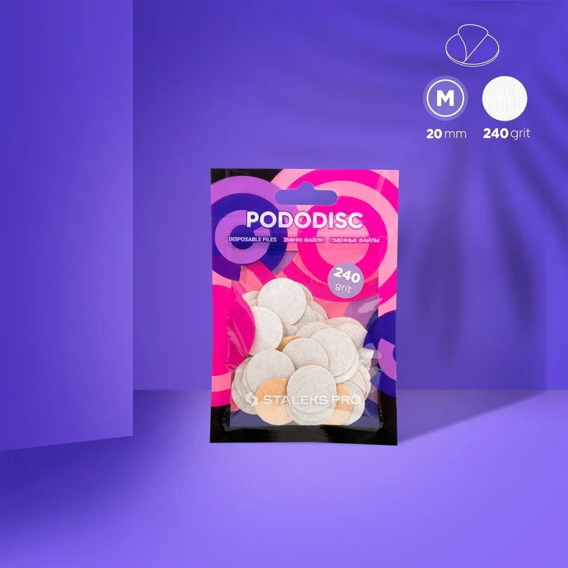 PODODISC STALEKS PRO M Pedikür Disk İçin Yedek Beyaz Törpüler, 240 Grit (50 Adet)