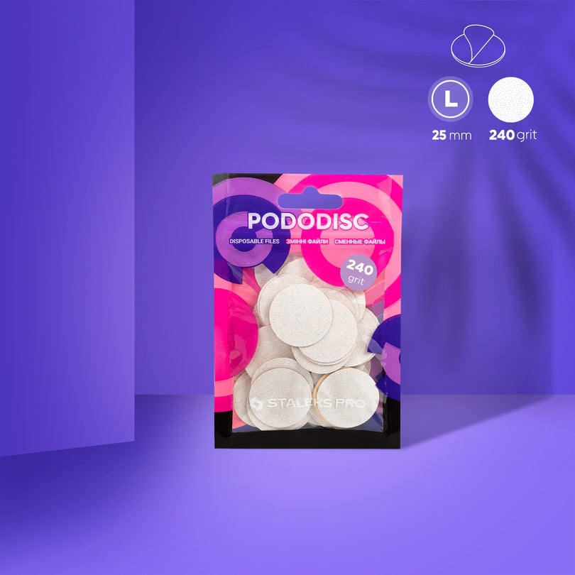 PODODISC STALEKS PRO L Pedikür Disk İçin Yedek Beyaz Törpüler, 240 Grit (50 Adet)
