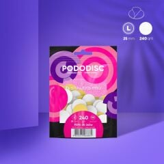 PODODISC STALEKS PRO L Pedikür Disk İçin Yumuşak Tabanlı Yedek Beyaz Törpüler, 240 Grit (50 Adet)