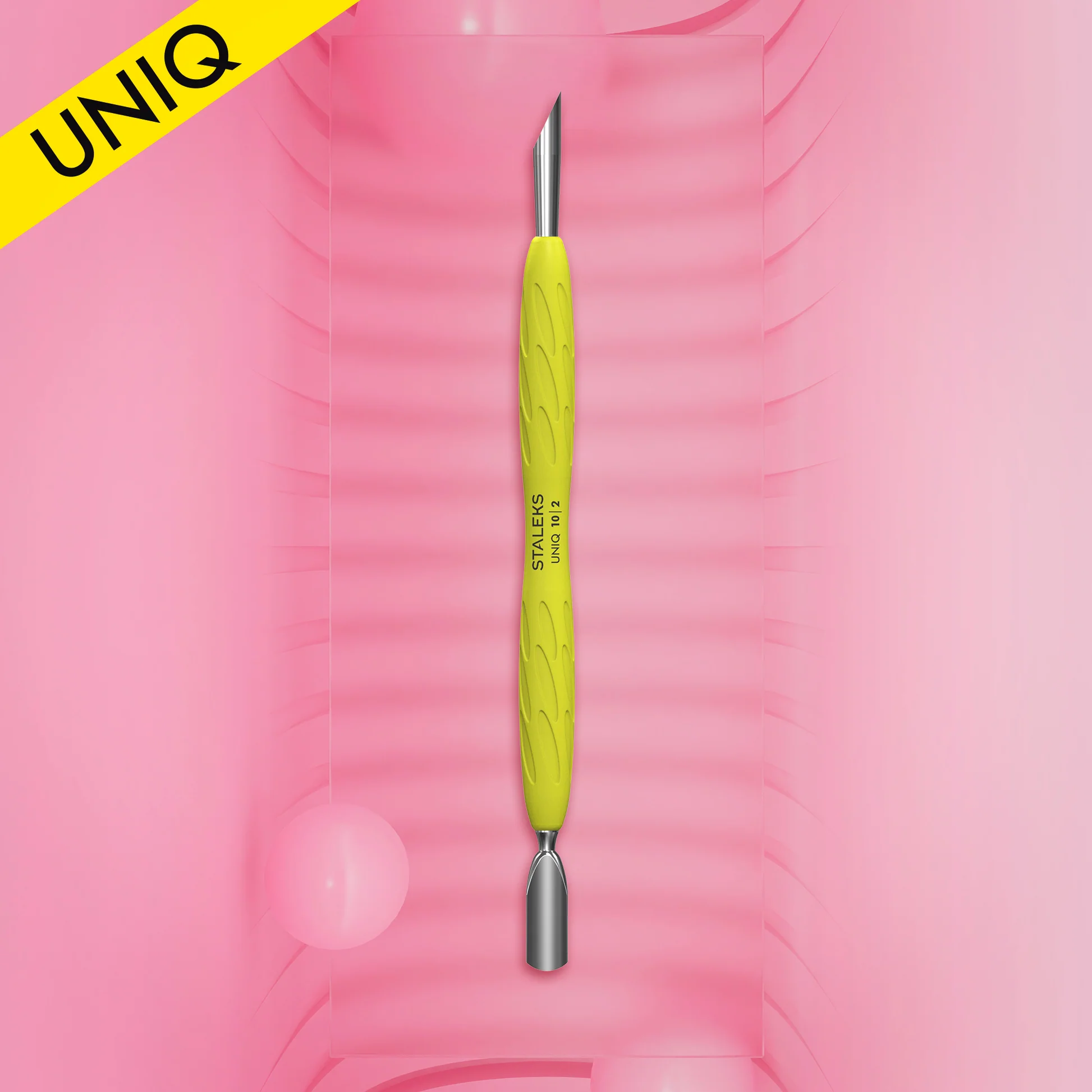 UNIQ 10 TYPE 2 Gummy Sarı Silikon Saplı Tırnak İtici (Dar Yuvarlak Uç ve Eğik Uç)