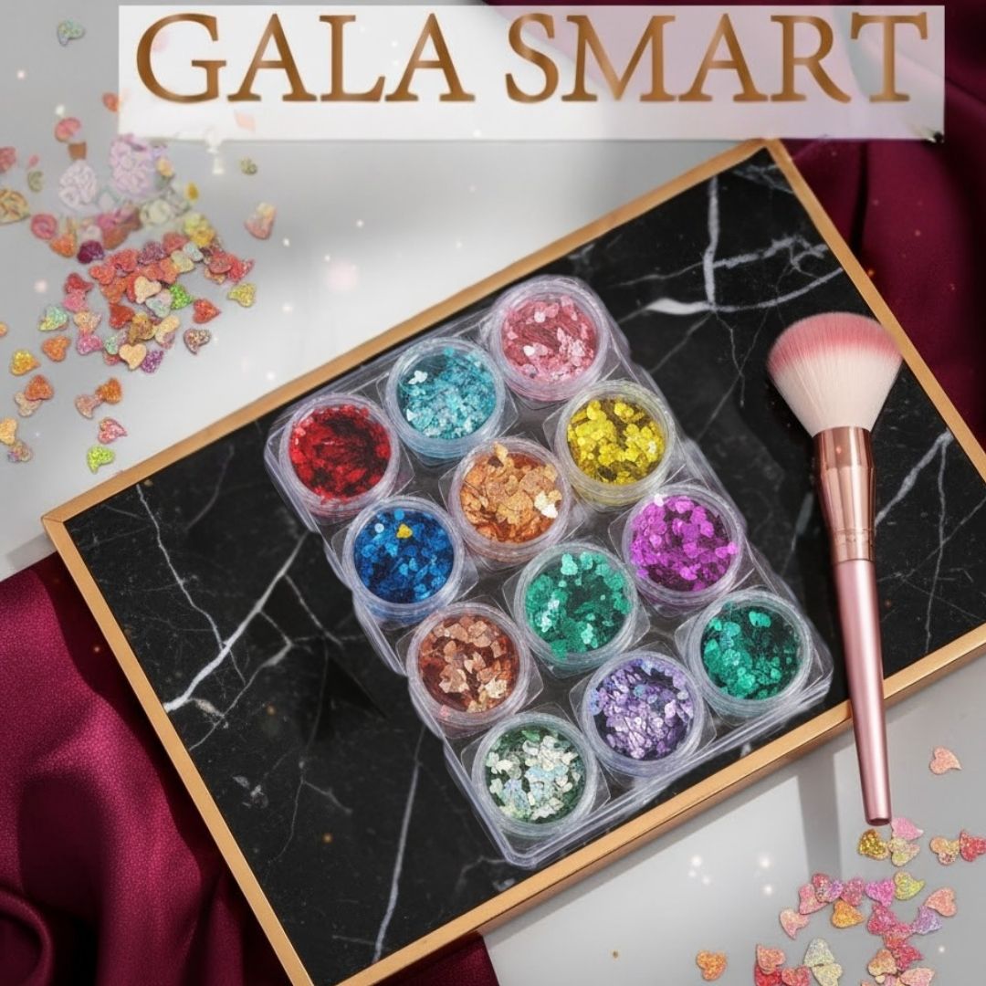 RENKLİ KALPLİ MODEL 12 Lİ PUL SET SÜSLEME