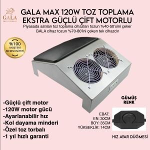 GALA 120 W Çift Motorlu Toz Toplama Gümüş Metal