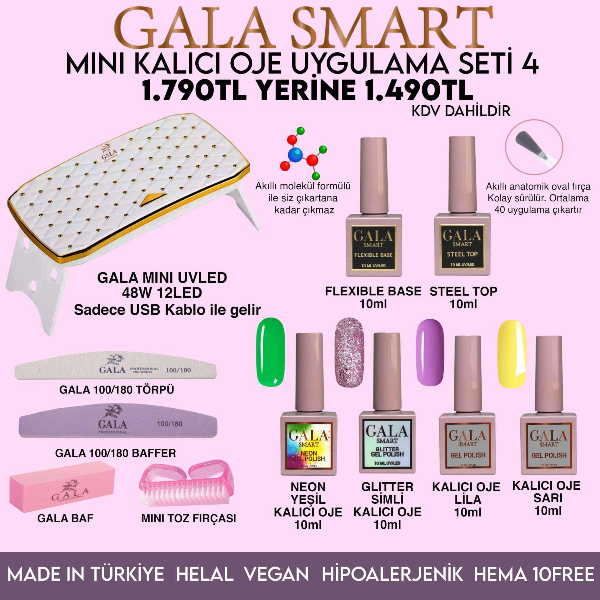 GALA SMART - MİNİ KALICI OJE UYGULAMA SET - 4